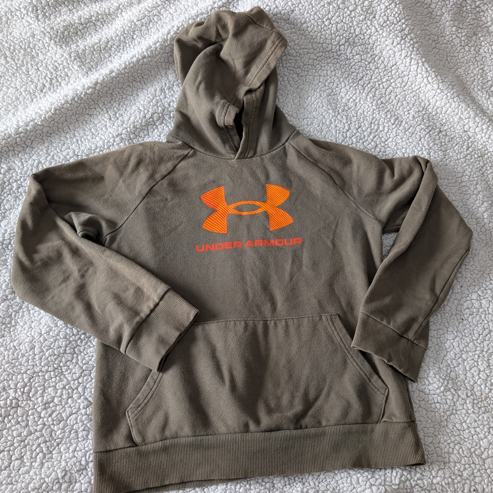 Under Armour Boy's Olive Hoodie with Orange Logo